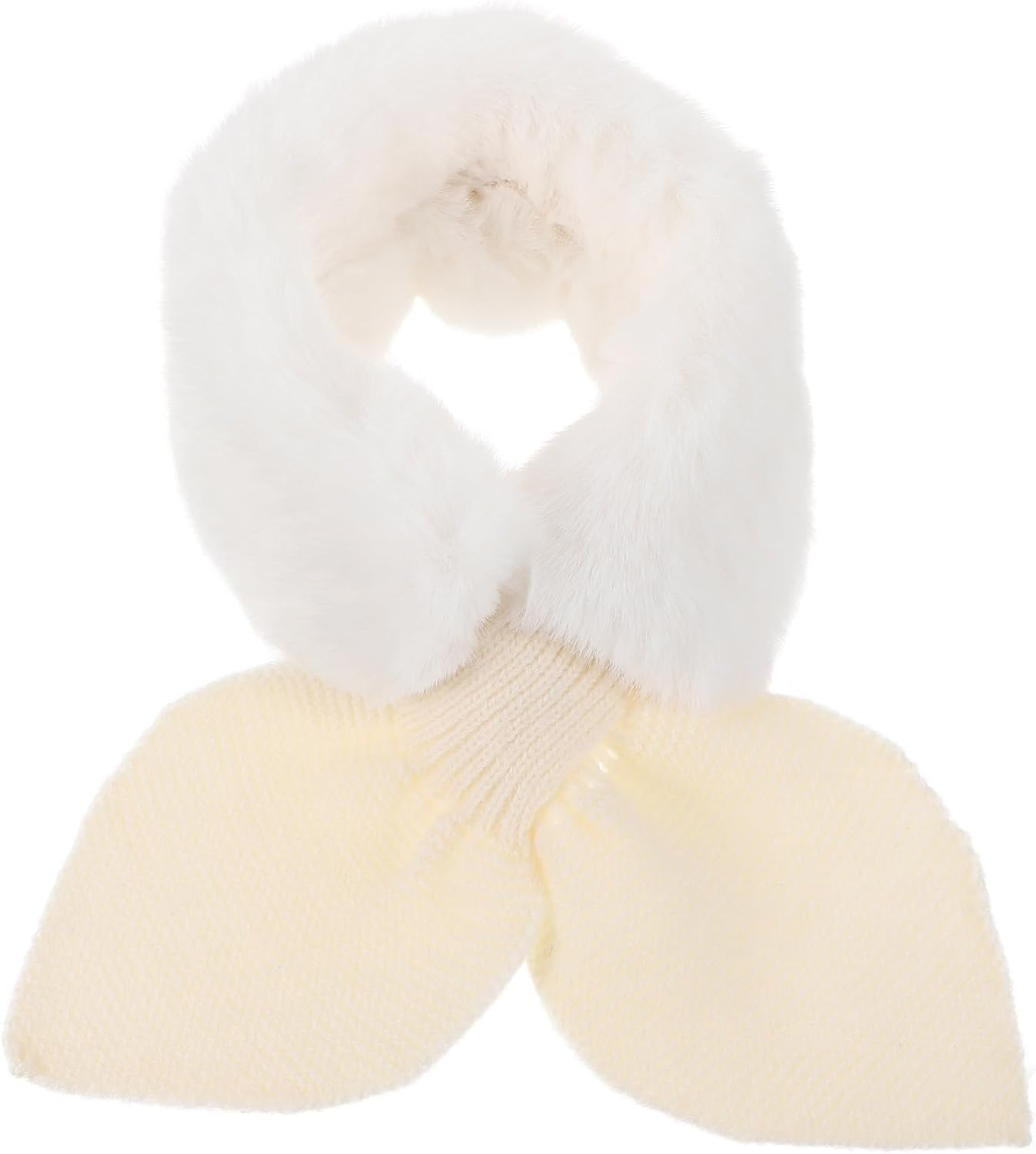 SOLUSTRE Plush Scarf Winter Thickened Neck Warmer Cross Scarf for Outdoor Warm Beige