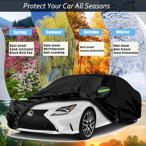 Image of Car Cover Compatible with Lexus IS250 IS250C IS300 IS350 2005-2025, 6-Layers 210T Windproof All Weather Waterproof UV Sun Protection Snow Dust Storm Resistant with Straps Outdoor Covers