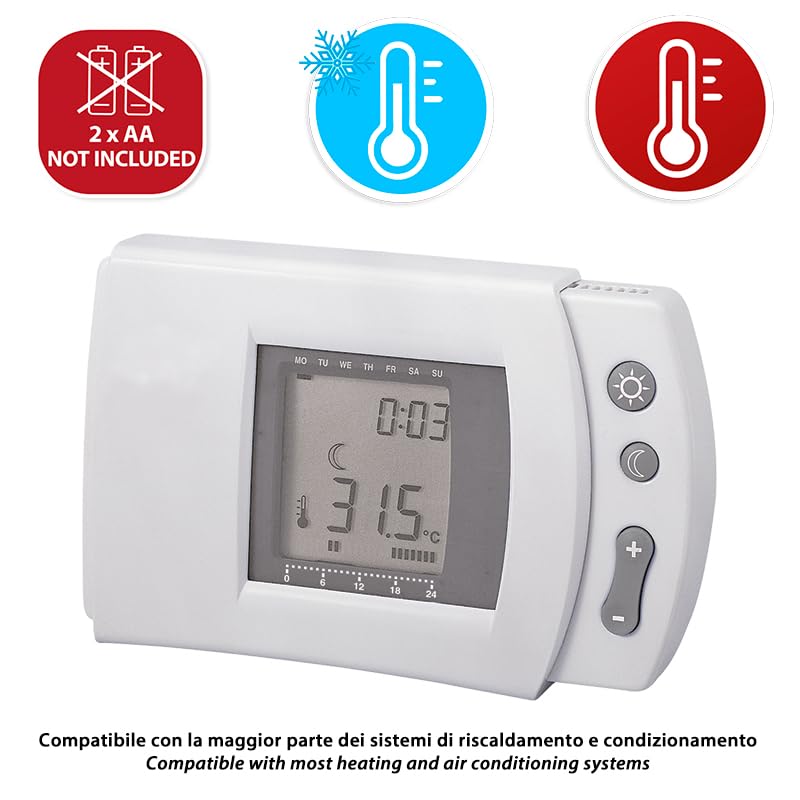 Chronothermostat numérique programmable chaud froid pour régulation chauffage maison