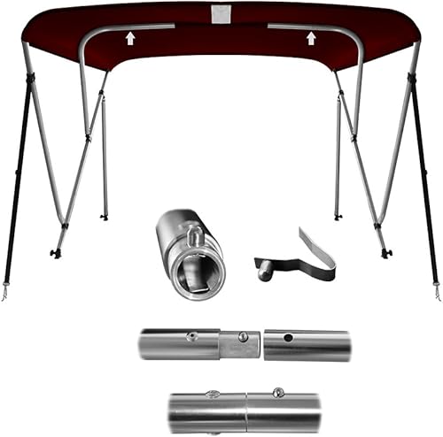 Miniatura 4 de MSC Cubierta superior de barco Bimini de 3 arcos y 4 arcos con poste de soporte trasero y funda de almacenamiento