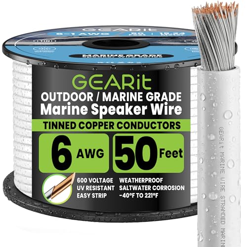 Image of GEARit 6 Gauge Marine Primary Wire 50 FT, Tinned Copper Electrical Wire