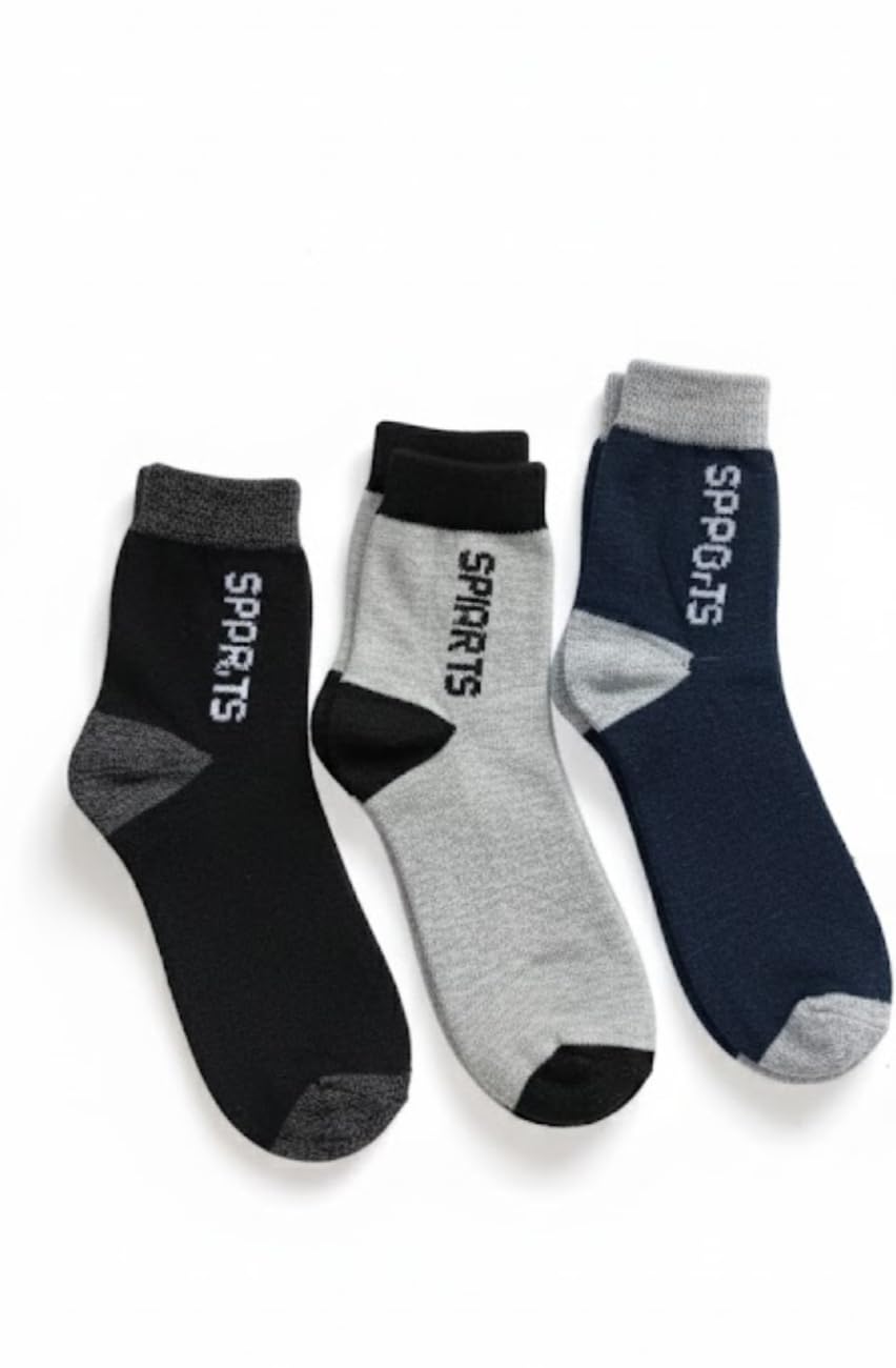 Sports Men's Ankle Socks, Cotton Blend, Black Navy Grey, Comfort Casual Athletic Pack of 3-image-41