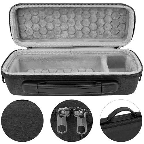 Image of Geekria Shield Speaker Case Compatible with JBL Flip 7 /6 /5 Replacement Hard Shell Portable Protective Carrying Bag with Cable Storage, Keychain Hook, Travel Shoulder Strap (Dark Grey)