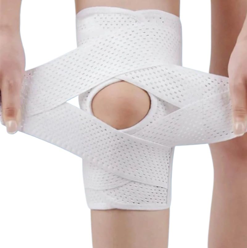 SWZEC Orthopulse FlexGuard Knee Pads | with Support Compression Springs and Tension Strap - for Stability - Pain Relief and Protection(1x- Single White,L（55-67kg）)