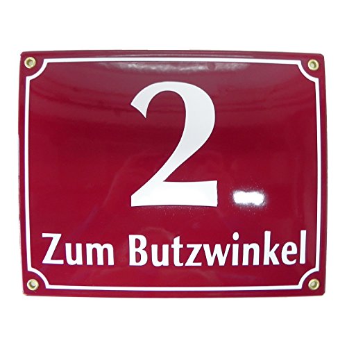 Plaque de rue émaillée personnalisée 20x25 cm avec numéro de maison bleu