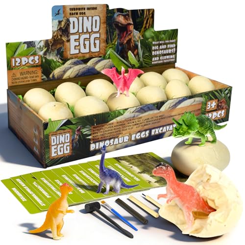 Image of Dinosaur Eggs Toys Dig Kit, 12 Dino Eggs, Dinosaur Toy for Kids, Science STEM Dinosaur Eggs for Birthday and Easter Gift, Easter Basket Stuffers, for Boys Girls Age 3+