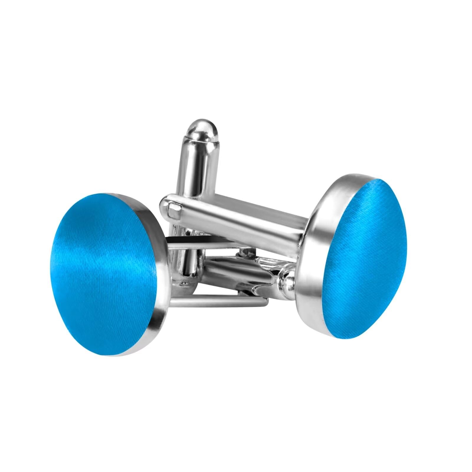 MANSPHIL Peacock Blue Cufflinks for Men, Tuxedo Shirt Silk Cuff Links for Grooms Wedding Business, 0.7