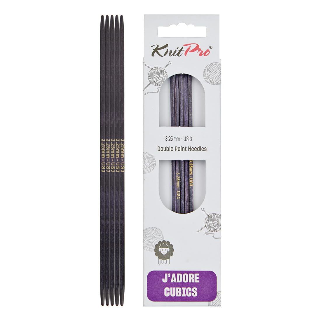 KnitPro J’Adore Cubics Double Pointed Needles 6" (15cm) | 3.25mm