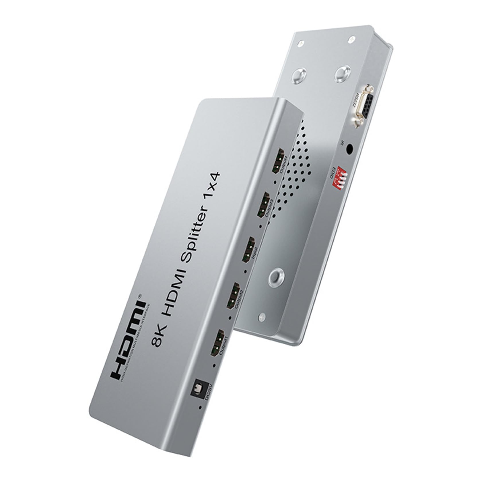 8K 60HZ HDMI Splitter 1X4, 1X4 Splitter HDR HDMI 2.1 ripartitore video 1 in 2 Out 4K 120Hz HDCP 2.3 RS232 EDID per ps5 Xbox PC TV (1X4)