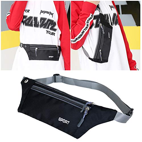 Pochete para esportes ao ar livre, pochete para corrida, caminhada, escalada, acampamento (preto)