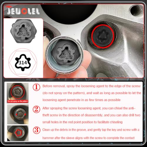 Image of 314 Wheel Locking Nut Key for Mercedes Benz, Lug Nut Removal Tool