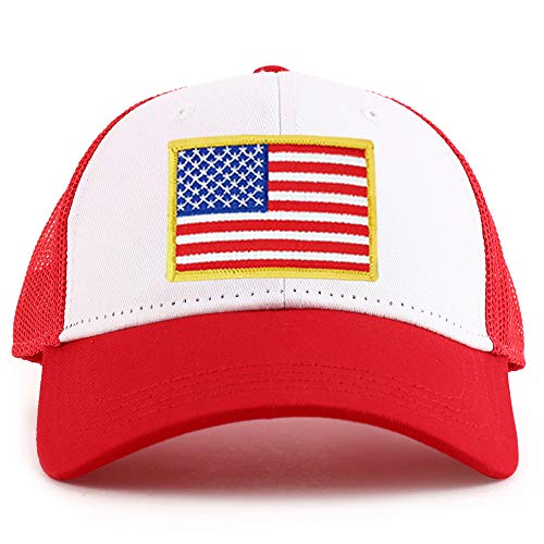 Armycrew Yellow American Flag Patch Youth Size 6 Panel Trucker Baseball Cap