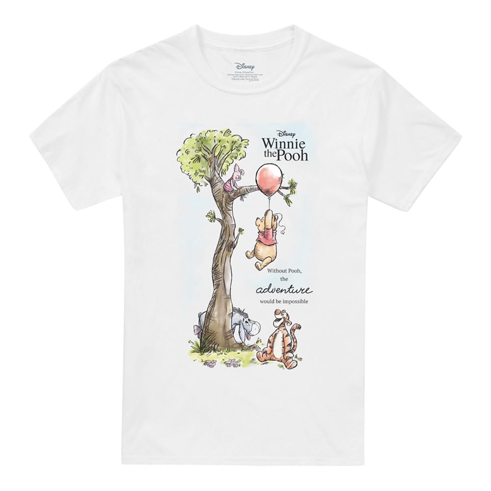 Disney Men's Winnie The Pooh And Friends Balloon Poster T-Shirt - White - M
