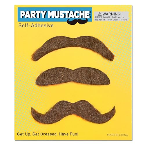 U-Goforst 3PCS Self Adhesive Mustache Stick On Mustache Costume Halloween Party Beard Costume Accessory for Adults (Brown)