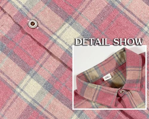 Image of SELINK Girls Long Sleeve Flannel Buffalo Plaid Button Down Shirt | Soft Flannel Fabric,Classic Buffalo Plaid Button Down Collared Blouse For Girls Casual Daily Outfits