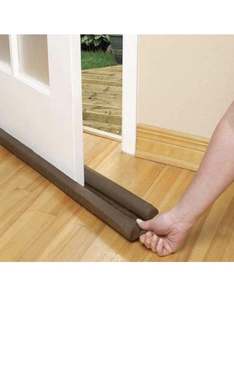 Twin Draft Door Stopper, Foam Draught Excluder, Works with Any Floor Surface, Brown Pack of 5-image-34