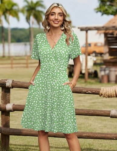 Image of Zeagoo Womens Summer Dresses Wrap V Neck Dress Floral A-Line Ruffle Sleeve Casual Sundress with Pockets 2026
