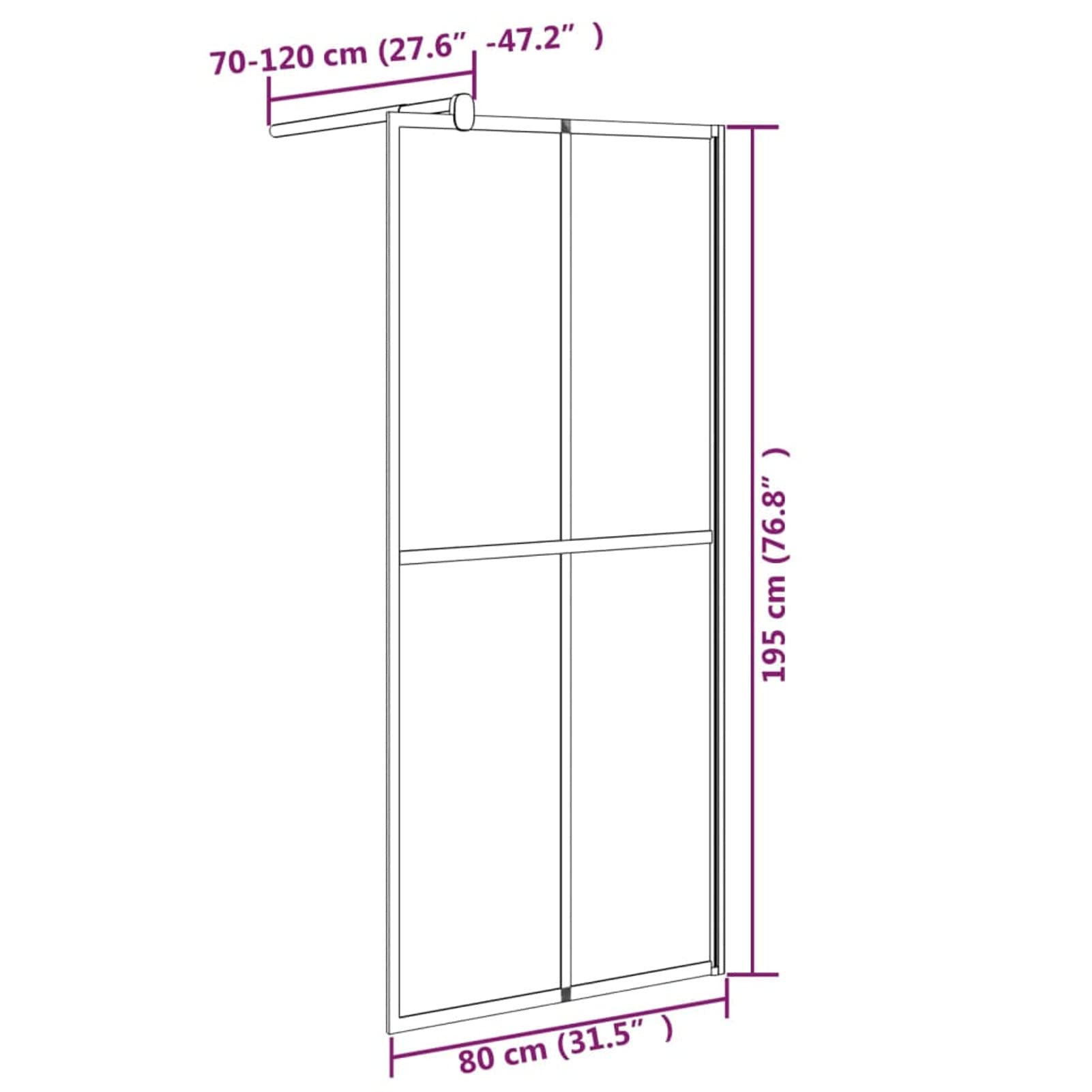 LAPOOH Mampara de Ducha accesible Vidrio Templado Oscuro 80x195 cm, Mampara Bañera, Mampara Baño Ducha, Cabina De Ducha, Mampara Baño
