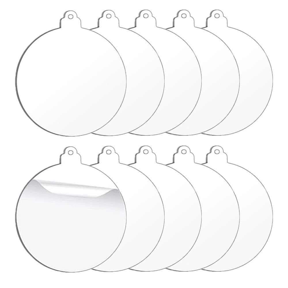 20Pcs Christmas Bauble Clear Acrylic Disc, 3 Inch Round Christmas Ornaments Blank Disc Hanging with Hanging Hole for DIY Christmas Tree Party Decoration Art Craft Project (75x1.2mm)