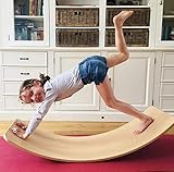 Balance Board de madera para niños, tira de la oscilación del balancín curvado oscilación tableros de meza, tabla de equilibrio de madera aprender mediante el juego y soportes desarrollo infantil