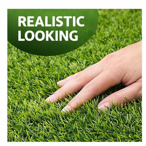 Image of 25 MM High Density Artificial Grass Bathmat Carpet Mat for Balcony Multipurpose Entryway Floor Doormat for Lawn Garden Terrace & Office (37 X 57 Cm, Green Pack of 4)