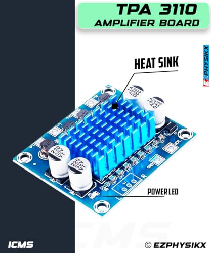 Image of TPA3110, TPA 3110 D2 30W+30W 2.0 Channel Stereo Audio Power Amplifier Board, DC 8-26V 3A For Car & vehicles, Home,PC,TV, Speaker with Speaker Protection. QTY- 1