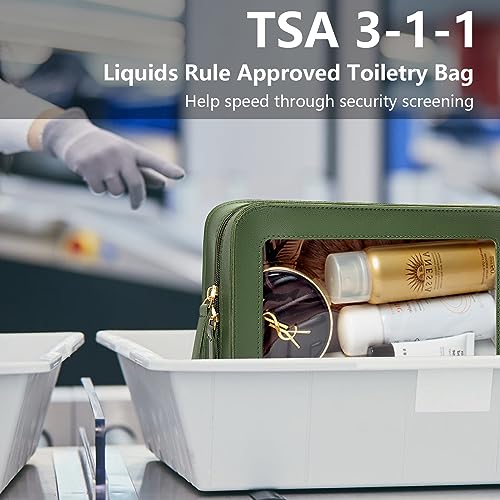 Image of LETGO Clear Makeup Bags,TSA Approved Toiletry Bag with Zipper,Sunscreen Bag Clear Makeup Toiletry Pouch Beach Vacation Essentials for Women Teen Girls Gifts(Vintage Green)