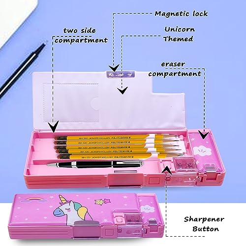 Image of FunBlast Multifunctional Pencil Box for Kids, Unicorn Pencil Box Girls, Magnetic Pencil Box for Girls, Unicorn Return Gifts for Kids