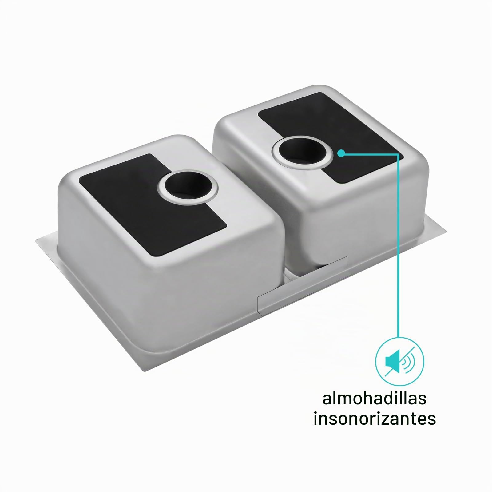 JASSFERRY Fregadero de cocina dos senos, de Acero Inoxidable, bajo encimera, con colador de residuos Large