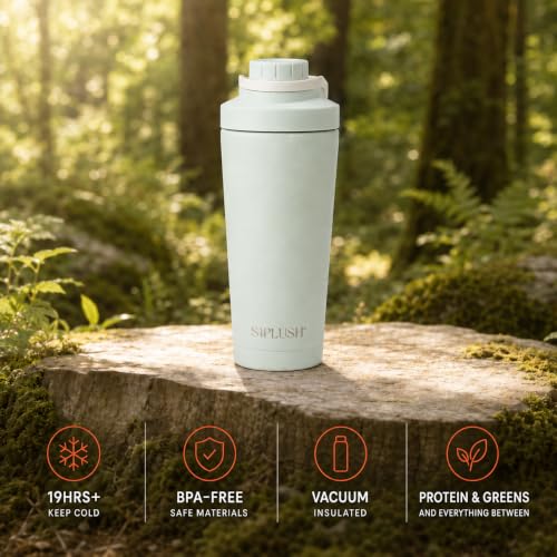 Image of Insulated Protein Shaker Bottle 24oz, Dishwasher Safe, Sage Green
