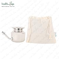 Vista 9 de HealthAndYoga SteloKleen - Olla Neti de acero inoxidable para congestión sinusal (JalNeti ayurvédica)