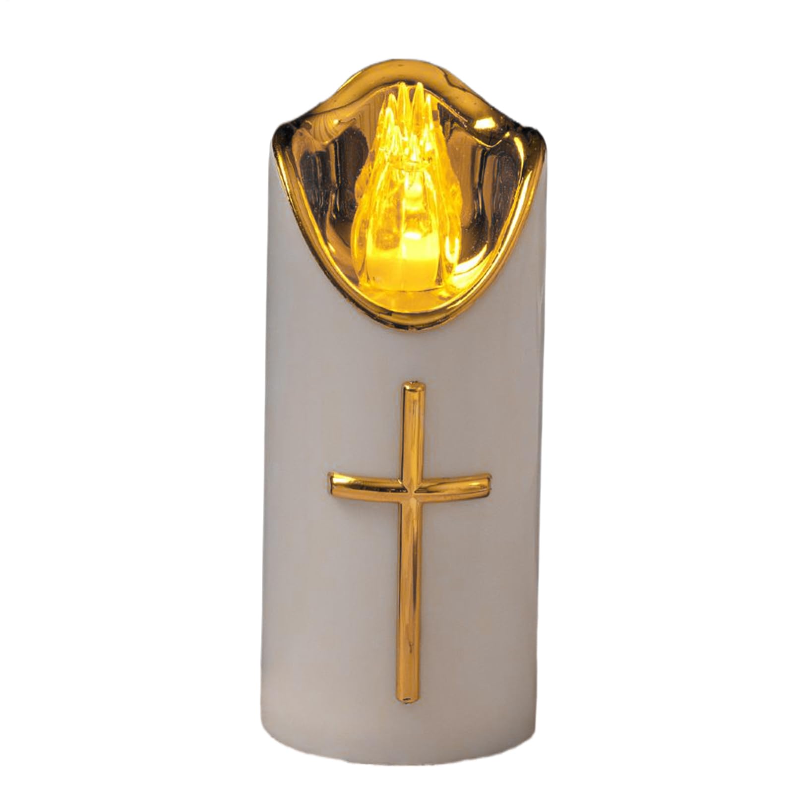 Ceweao LED Commemorative Candle Lamp with Gold Cross | Battery-Operated Reusable Animal Memorial Grave Lights | for Churches Bedside Tables Bedroom Living Room Garden Yard Porch Path