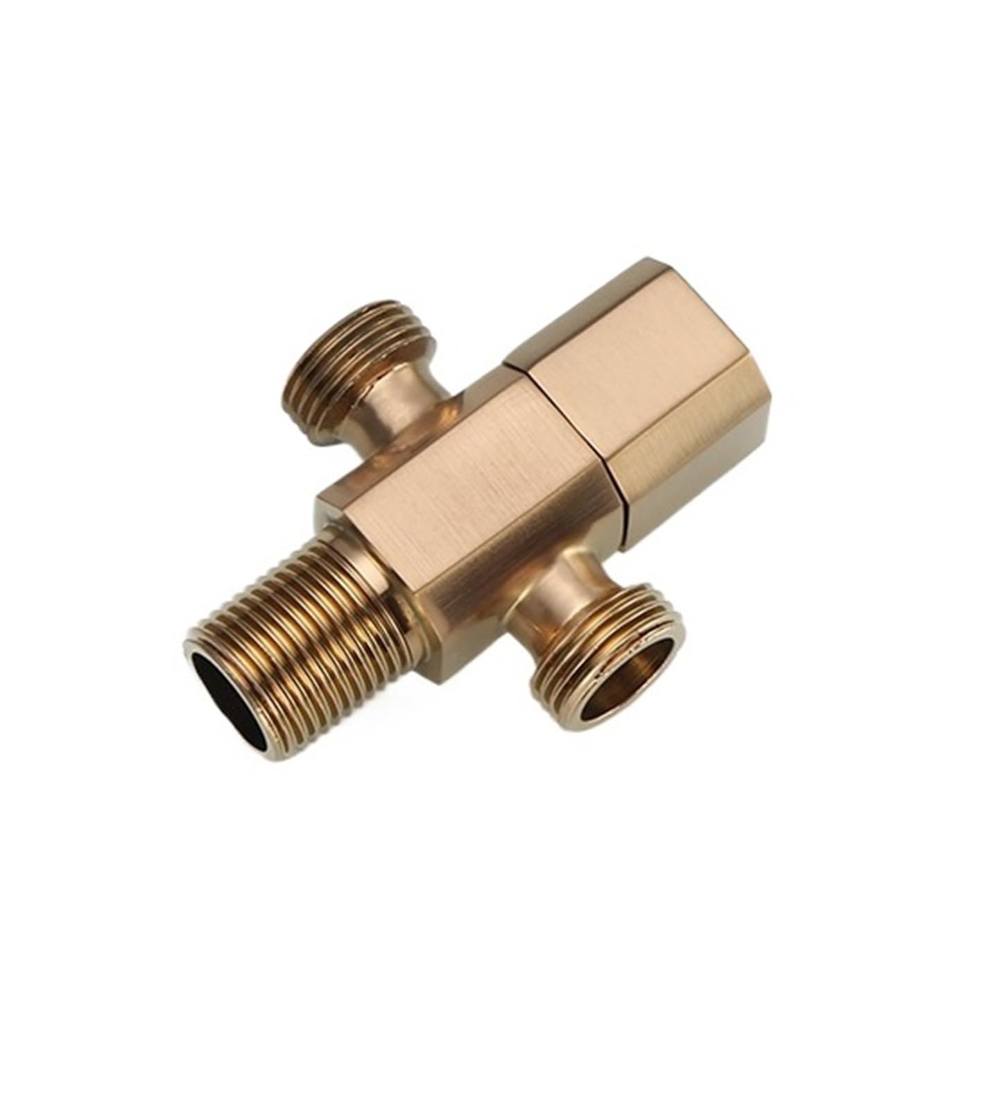 Válvula angular for grifo, válvula montada en la pared de latón macizo, salida doble única, accesorios baño dorados G1/2" para bafieras y duchas(Golden Dual)