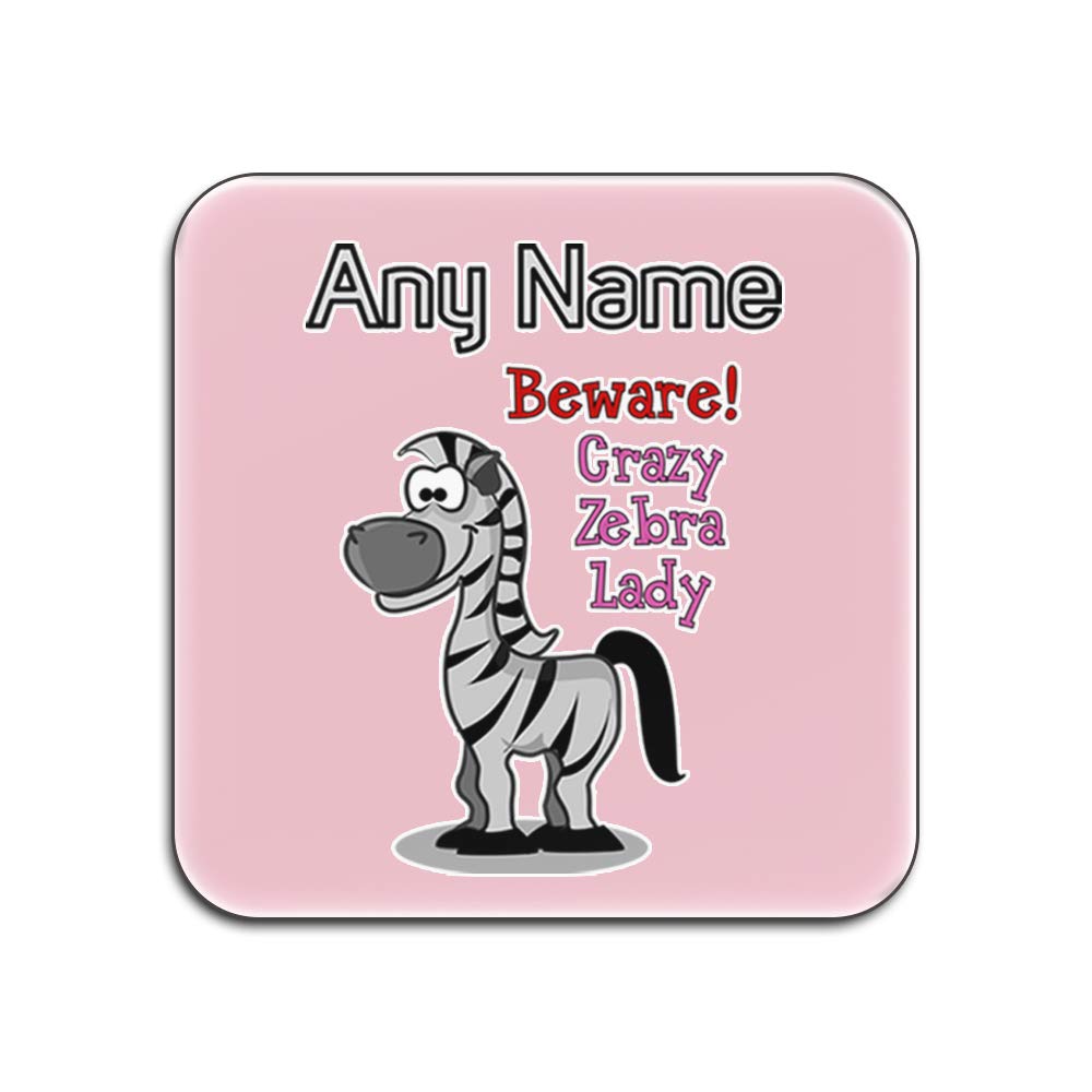Sous-verres carrés roses Crazy Zebra Lady brillants en lot de 4 pour protéger vos tables
