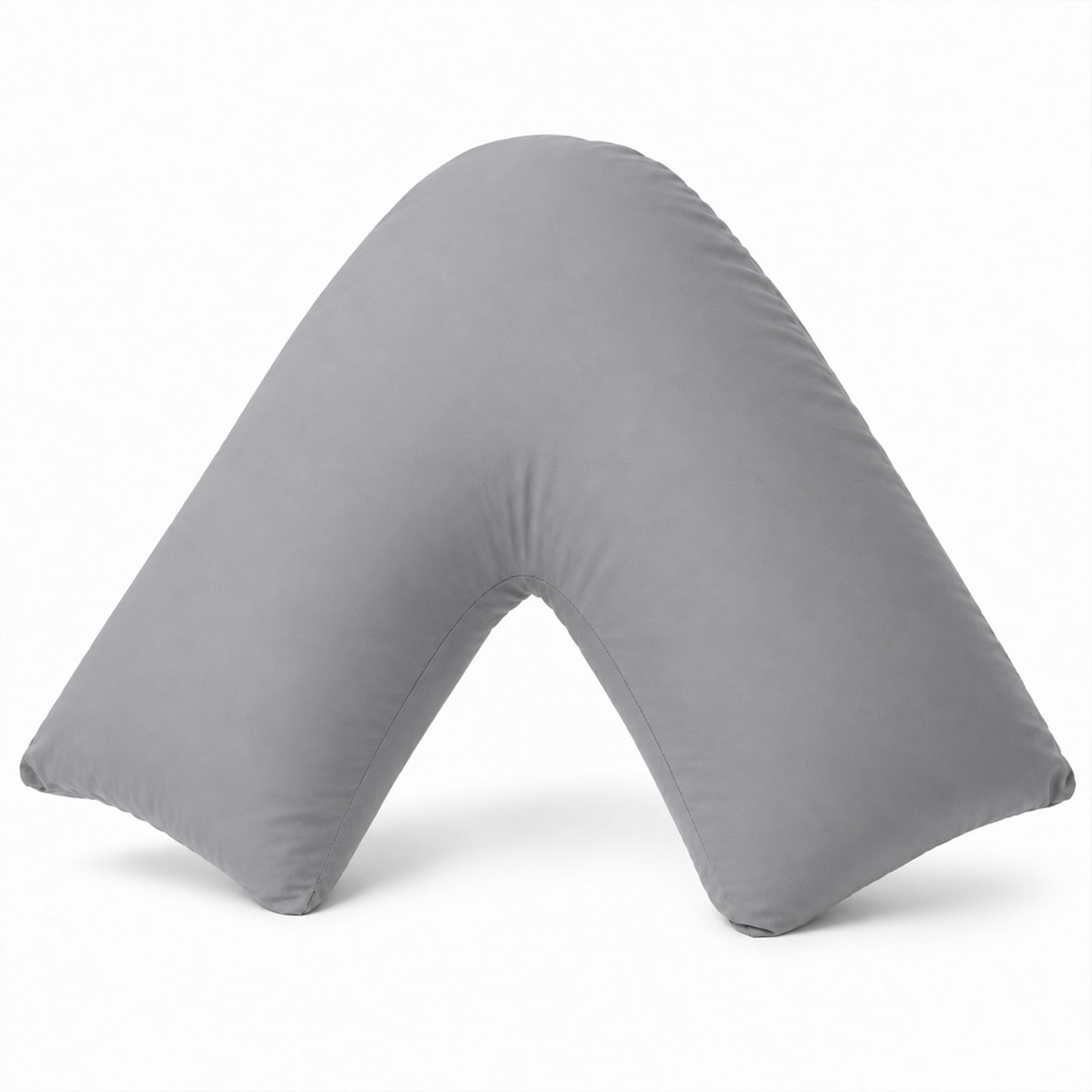 EDS Orthopaedic V Shaped Pillow with Washable Pillowcase Support Pillow for Neck Back & Shoulders Hollowfibre Filled V Pillow for Sleeping Reading Pregnancy & Nursing (70 x 35 cm) (Grey)