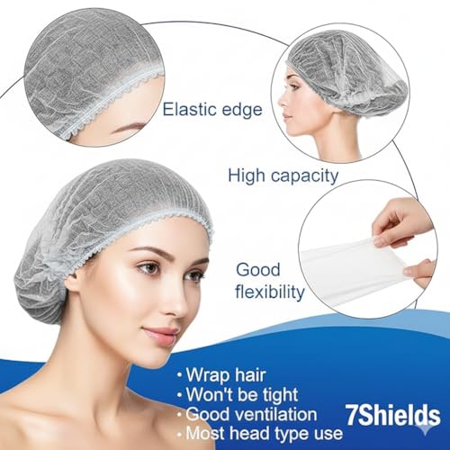Image of Disposable Bouffant Caps for Women & Men | Non Woven Hair Net Cap | Elastic Head Cover for Hospital, Kitchen, Food Industry, Spa & Salon Use (White, PAck Of 200)