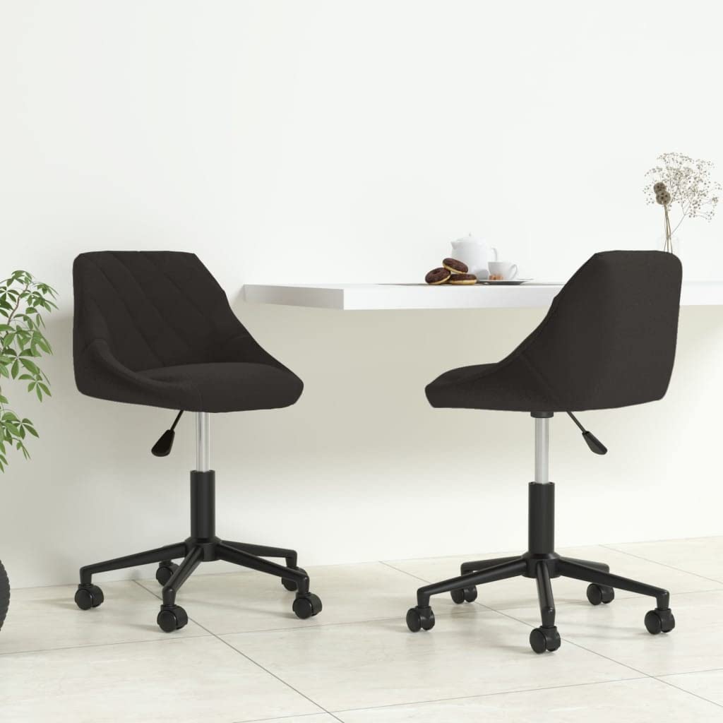 Lot de 2 chaises de salle à manger pivotantes en velours noir avec mécanisme de levage à gaz et roulettes