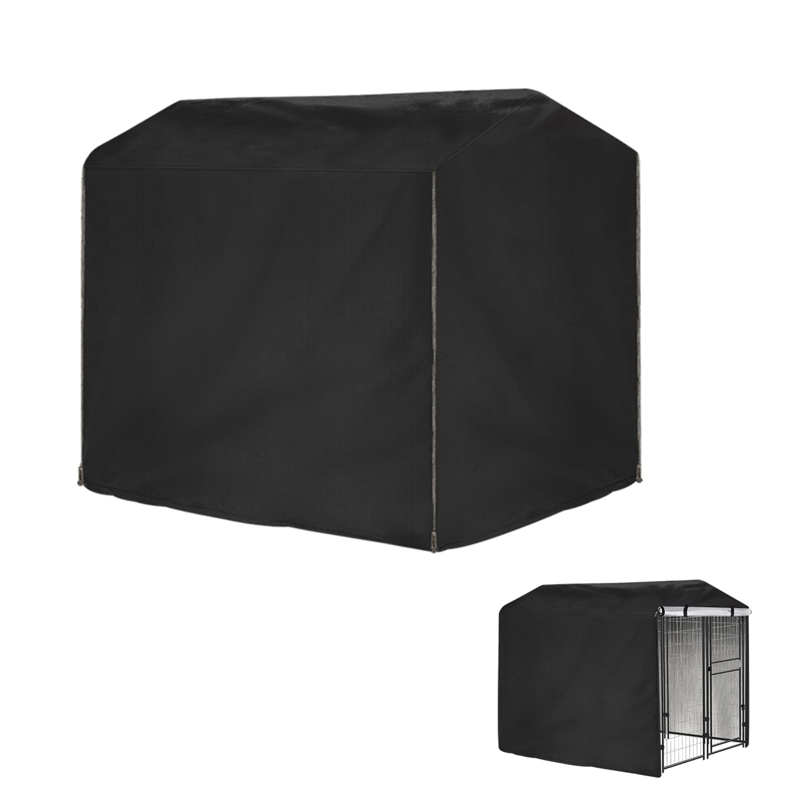 Cover for Large Dogs Kennel Full Coverage - Andacar Waterproof Outdoor Dog Kennel Cover for Pet Pen Outside(Cover Only) - 96" L×53" W×70" H, Black