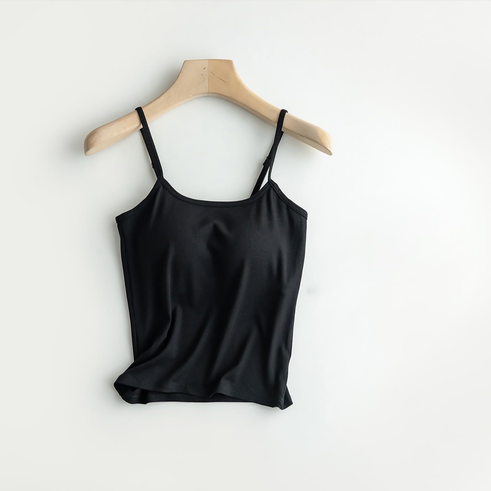 Camiseta de tirantes para mujer con sujetador acolchado, con sujetador integrado, push up, camiseta larga, sexy, corta, sujetador básico, camiseta interior de espagueti, sujetador sin aros, blusa sin