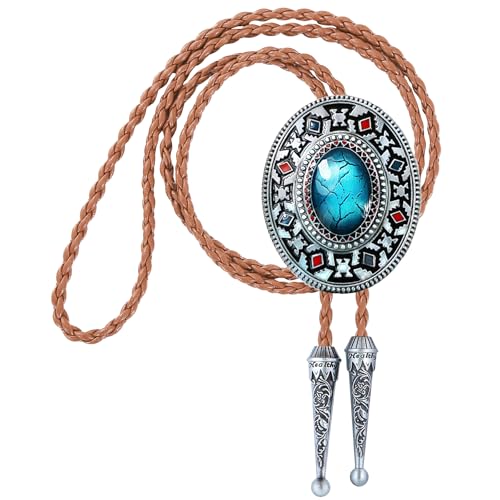 Image of Btilasif Bolo Tie Brown for Men, Scorpion Luminous Stone Cowboy Tie Western Leather Necktie Necklace for Women