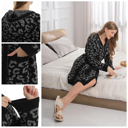 Image of bearberry Plush Hooded Bath Robe Women's Loungewear Sleep Robe Indoor Outfit