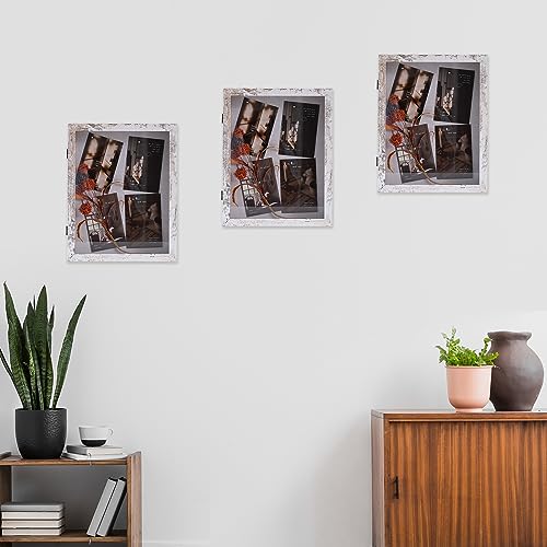 Image of Muzilife 11x14 Shadow Box Picture Frame - 2.16 inch Interior Deep Wood & Glass Rectangle Display Case Ready to Hang Memory Box Baby Sports Memorabilia, Pins, Awards, Tickets, and Photos, Rustic White