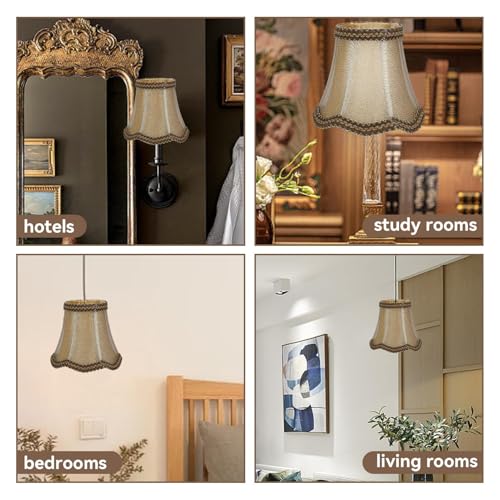 Set of 6 Clip On Lamp Shade Kit Fabric Lampshade E14 Clip Little Upright Candle Chandelier Drop Light Lampshade Candle Lamp Shade for Chandelier Ceiling Light Lampcover Drop Lighshade - Image 4