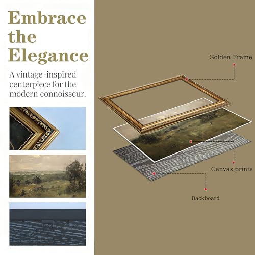 Vintage Gold Framed Moody Landscape Wall Art 16x24in by HBHERAN - Used condition - Image 5