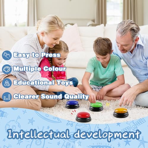 Image of 4-Pack Game Buzzers: Interactive Trivia Buzzers for Kids, Classroom & Family Games