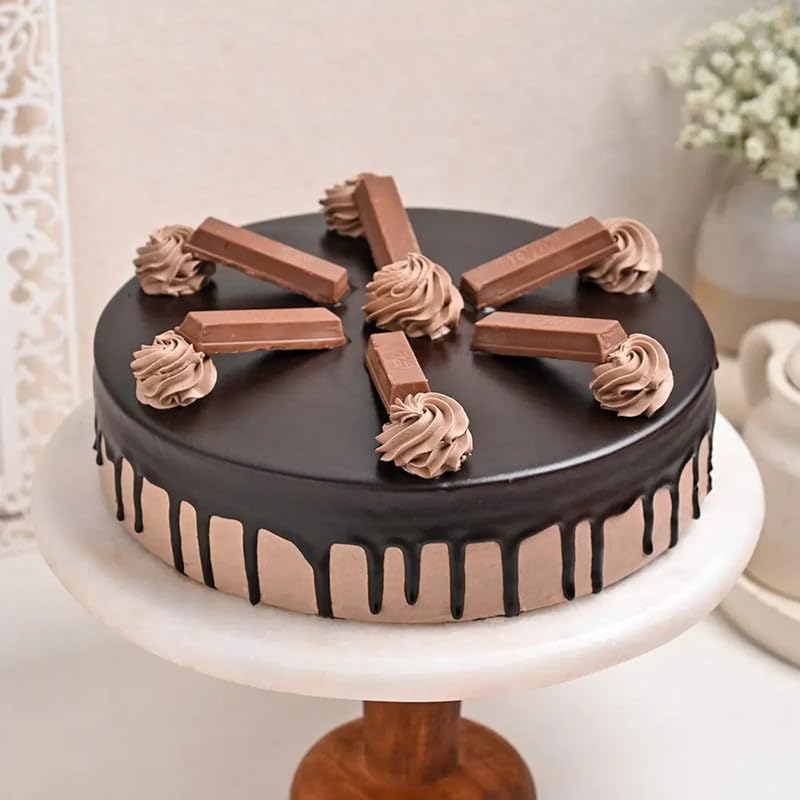 Bakingo Delicious Silky Smooth Fresh KitKat Crunch Chocolate Eggless Cake For Birthday Cake, Anniversary Cake, Valentine's Day Cake, Mother's Day Cake (Same Day Delivery) (0.5Kg)-image-6