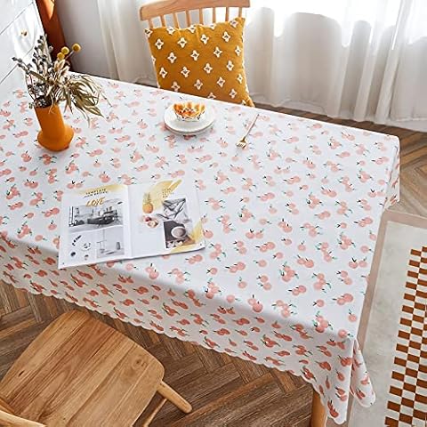 Waterproof PVC Table Cloth, Oil Proof Wipe Clean Plastic Table Cover for kitchen Dining Table and Camping(Apple,140 x 140cm) Cover