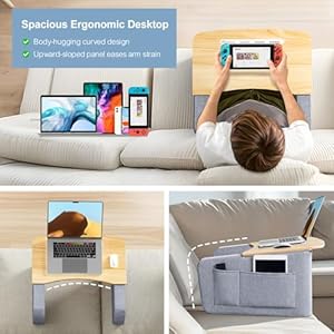 Tv tray for eating on couch with tablet and phone slot bed table tray for eating and laptop with arm rests working writing in bed couch floor  urban country home decor