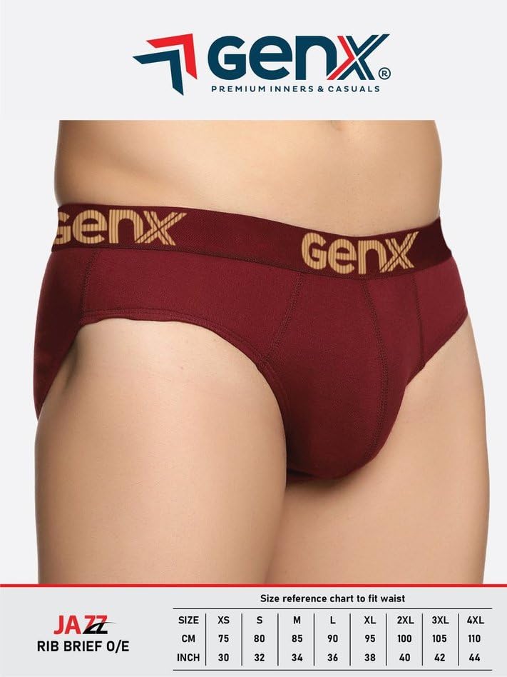 Image of Genx Jazz Men's 100% Cotton Briefs with Comfortable Waistband(Pack of 3)(Colors&Print May Vary)