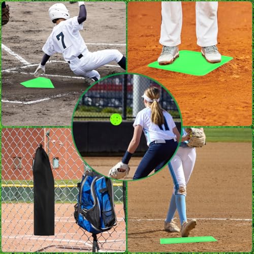Zornaveli Baseball Home Plate Set, Glow in The Dark Baseball Softball for Practice, with 3 Base Plates, a Home Plate,a Pitcher’s Plate, 4 Pickballs, 1 Storage Bag